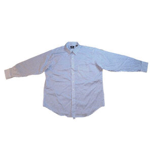 Men's Berkeley Jensen Blue Gingham Button Down Shirt Size XL